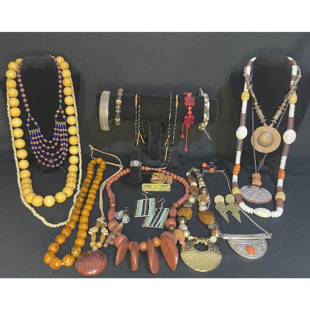 Vintage To Now Boho Costume Jewelry Lot Necklace Earrings Bracelet Ring Hippie